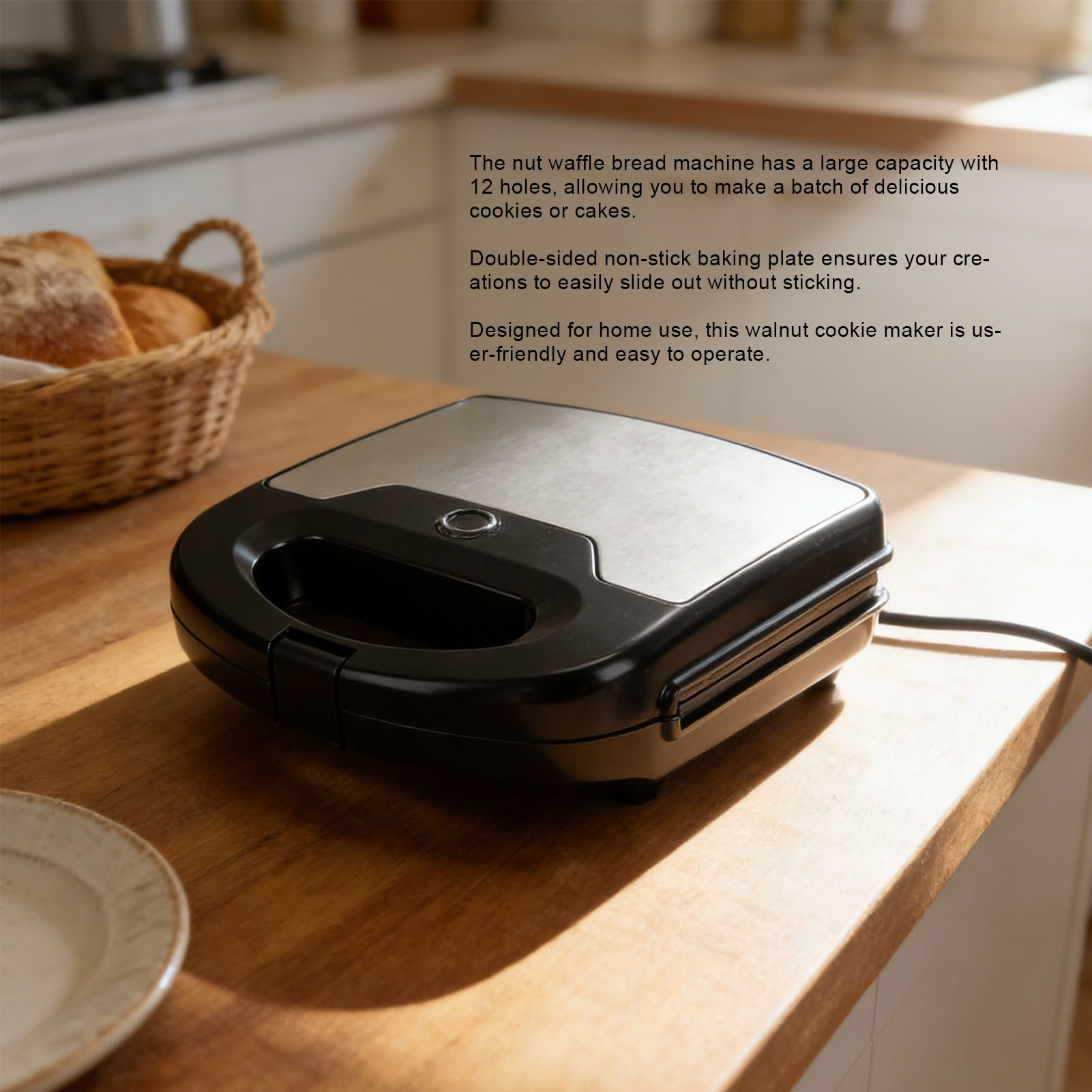 Mini Waffle Maker Machine - Elektryczna maszynka do ciastek z orzechami