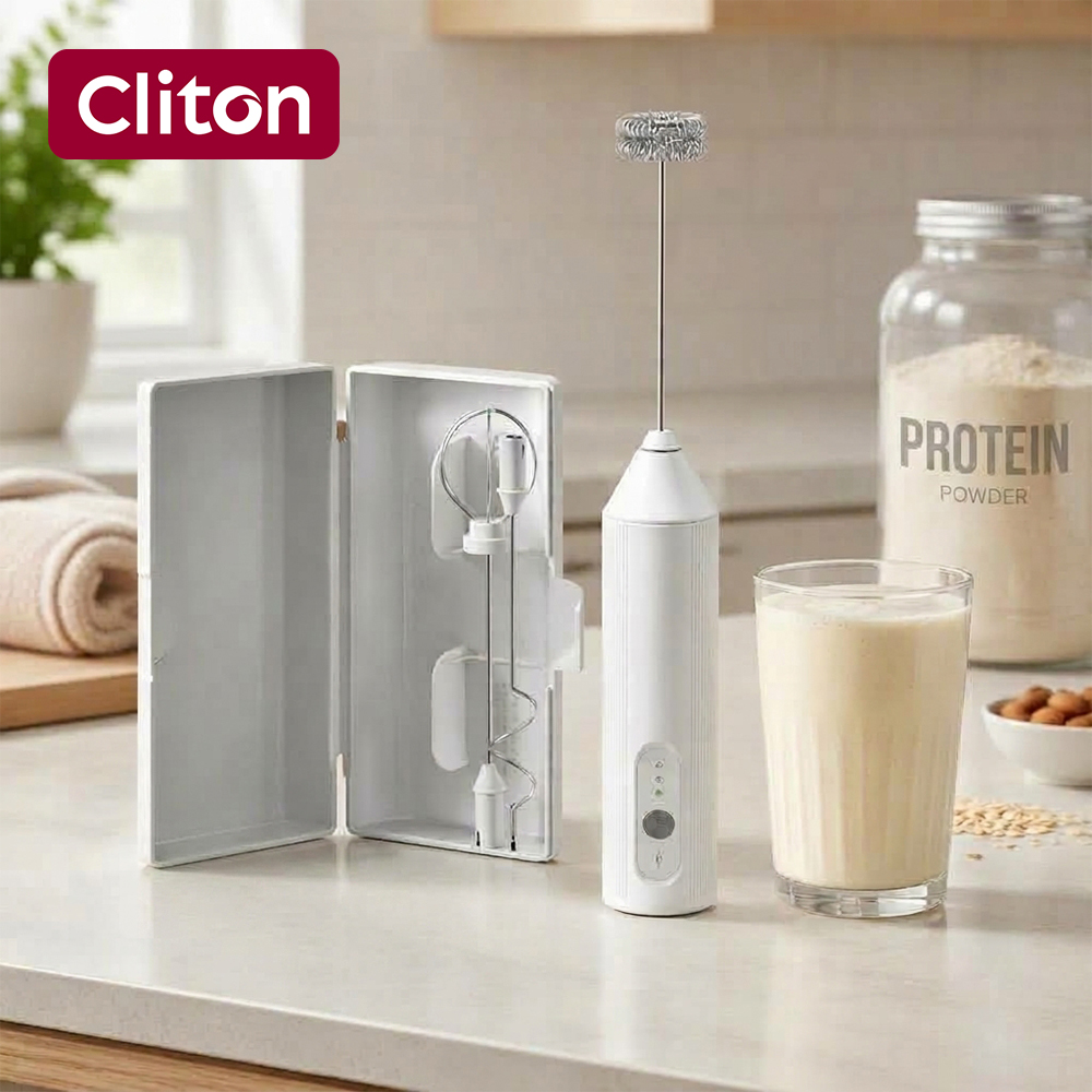 Electric Milk Frother Handheld - Biały, wielofunkcyjny, elektryczny spieniacz do mleka