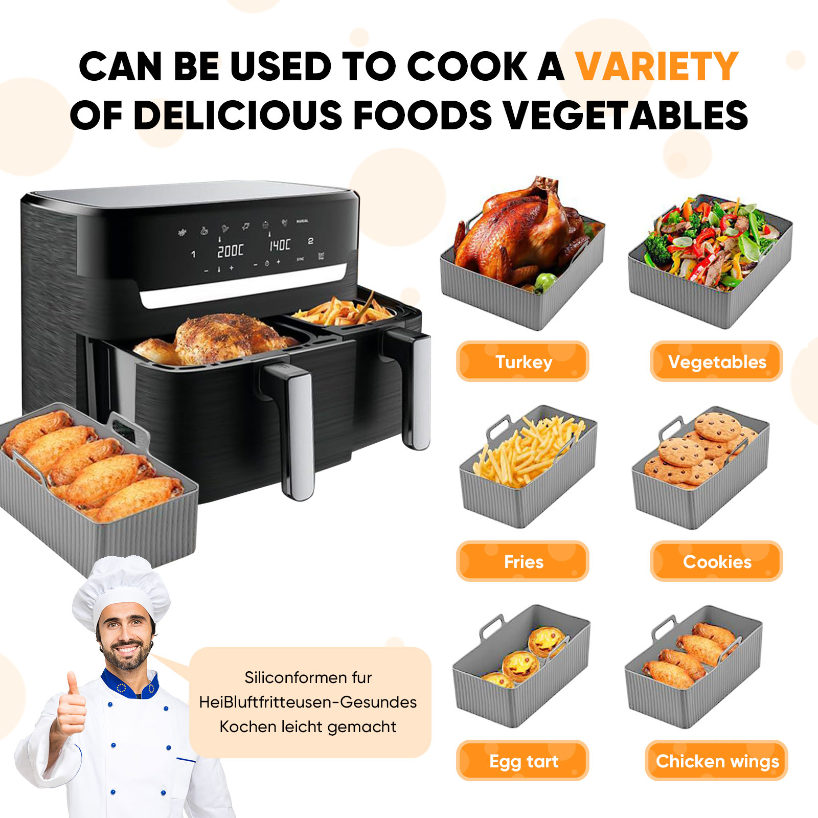 2szt Zestaw silikonowa mata do – Air Fryer Silicone Pot Liner recenzja i cena